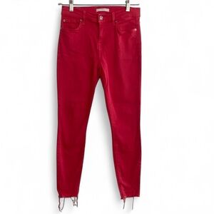 Y2K STYLE 7 FOR ALL MANKIND HOT PINK SKINNY RAW HEM JEANS SIZE 26 CLASSIC PREPPY